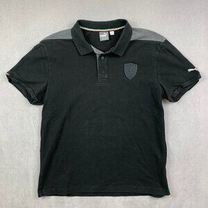 Puma Ferrari Mens Shirt Large Black Polo Pique Italian Cars Driving Racing Sport